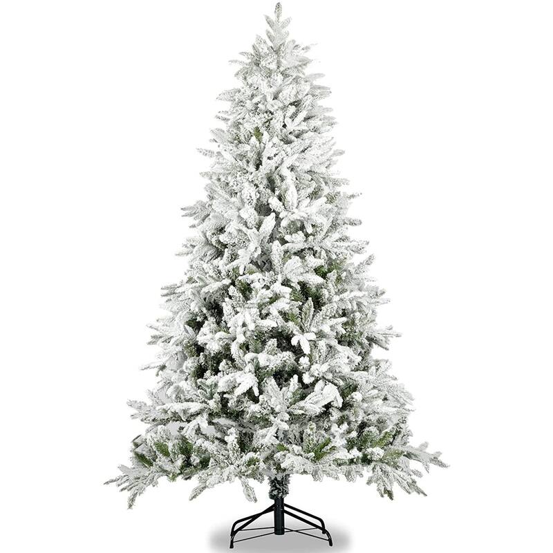 7ft Artificial Snow Flocked Pine Tree with Realistic Tips and Metal Stand