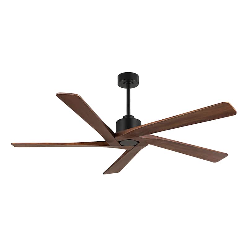 WINGBO 64 Inch DC Motor Indoor Ceiling Fan without Lights - N/A - Black and Walnut