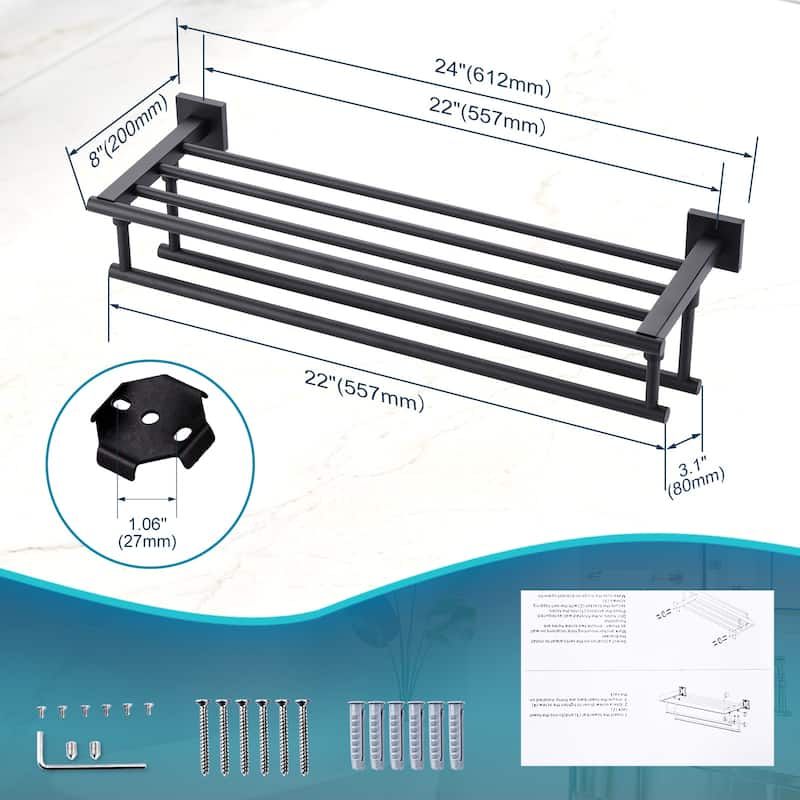 WOWOW Two Towel Holders Wall mounted Towel Rack