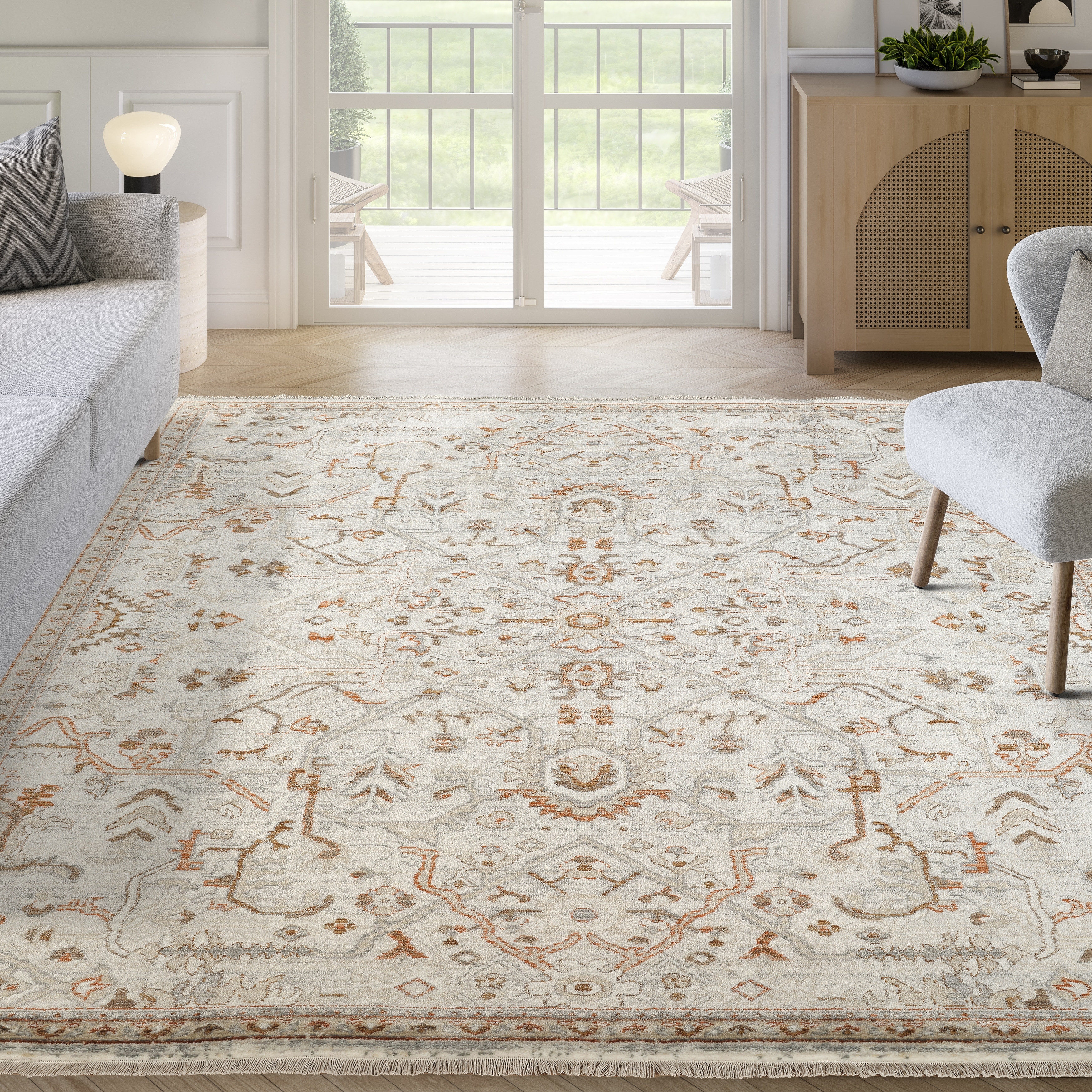 Abani Rugs Alara ALA150A Traditional Ivory Rust Vintage Tribal Medallion Area Rug