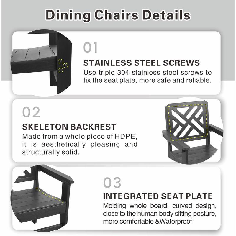 All-Weather HDPE Patio Set, Ergonomic Chairs, Easy Maintenance