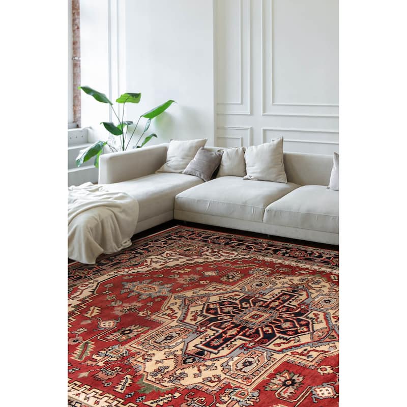 ECARPETGALLERY Hand-knotted Serapi Heritage Red Wool Rug - 8'10 x 11'10