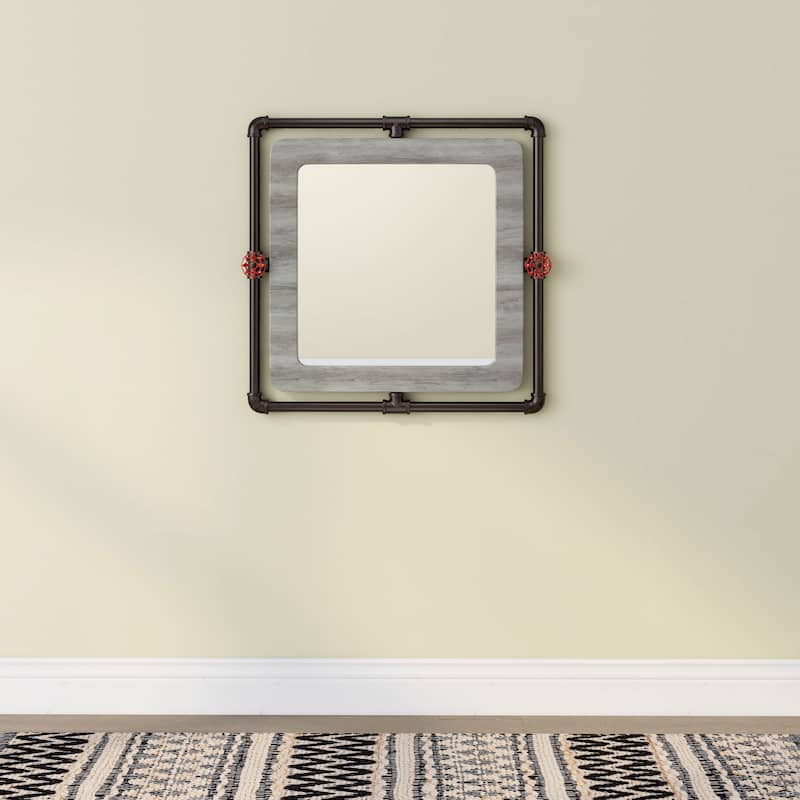 DH BASIC Industrial Pipe and Water Valve Accent Wall Mirror by Denhour