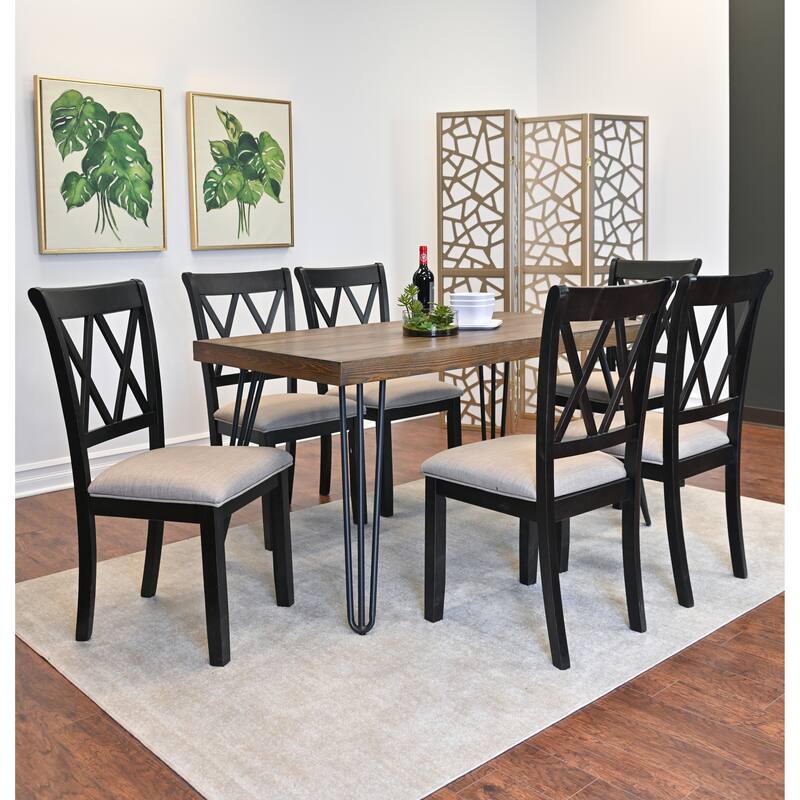 Modern Style Dining Set with Rectangular Table and Cross-back Chairs