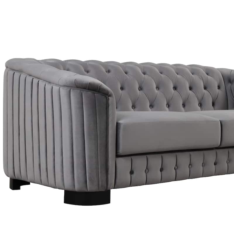 82.4" Sofa with Rubber Wood Legs,Velvet Upholstered Sofa Couch,Sofa with Thick Removable Seat Cushion, 3 Seater Sofa Couch
