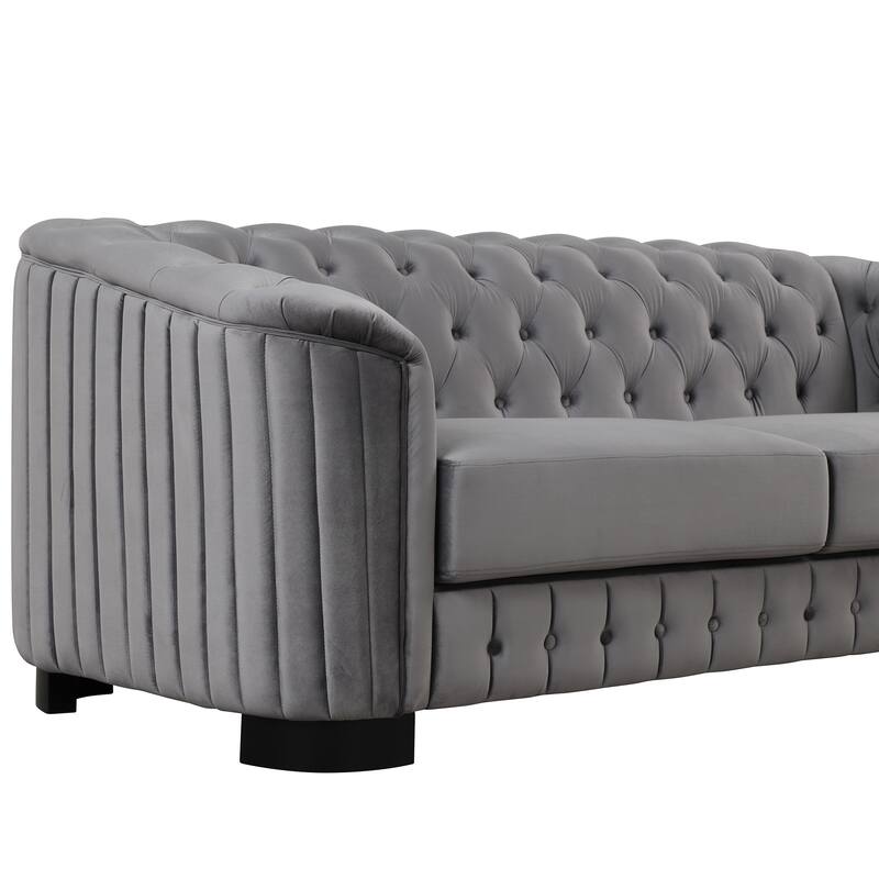 82.4" Velvet 3-Seat Sofa with Solid Wood Frame and Ergonomic Backrest - Soft Padded Seat
