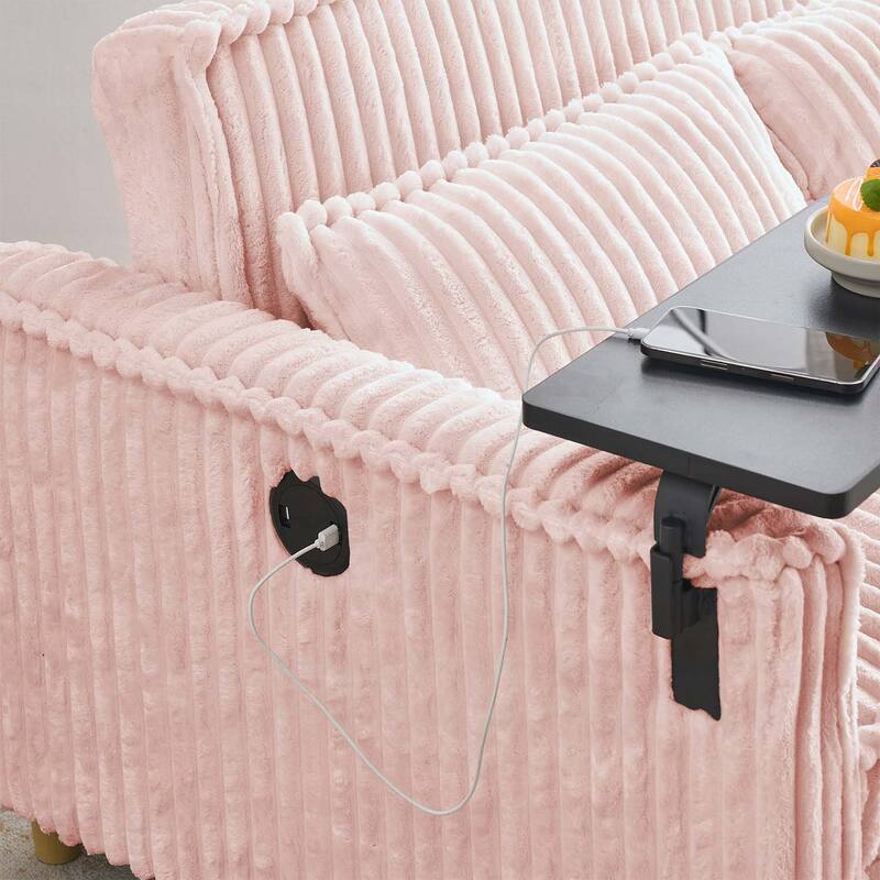 Pull-Out and Push-In Sofa with Movable Tabletop and USB Ports, Ideal for Living Rooms and Bedrooms