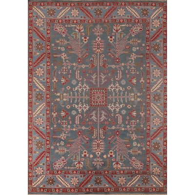 Oushak Area Rug Hand-Knotted Floral Wool Carpet - 8'0"x 9'10"