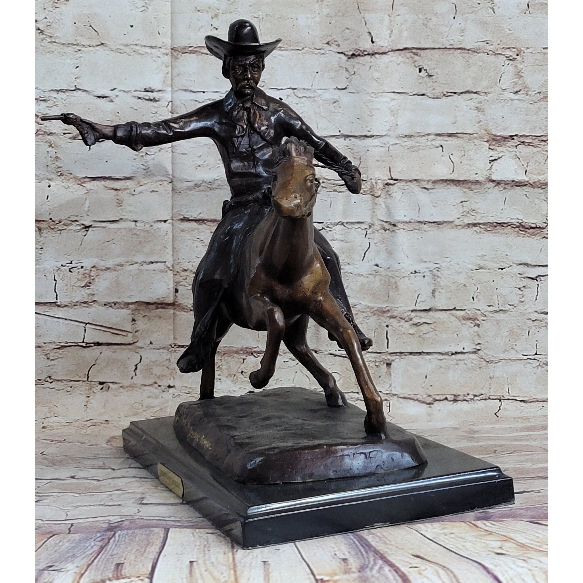 Frederic Remington Bronze Sculpture Cowboy On Imitative