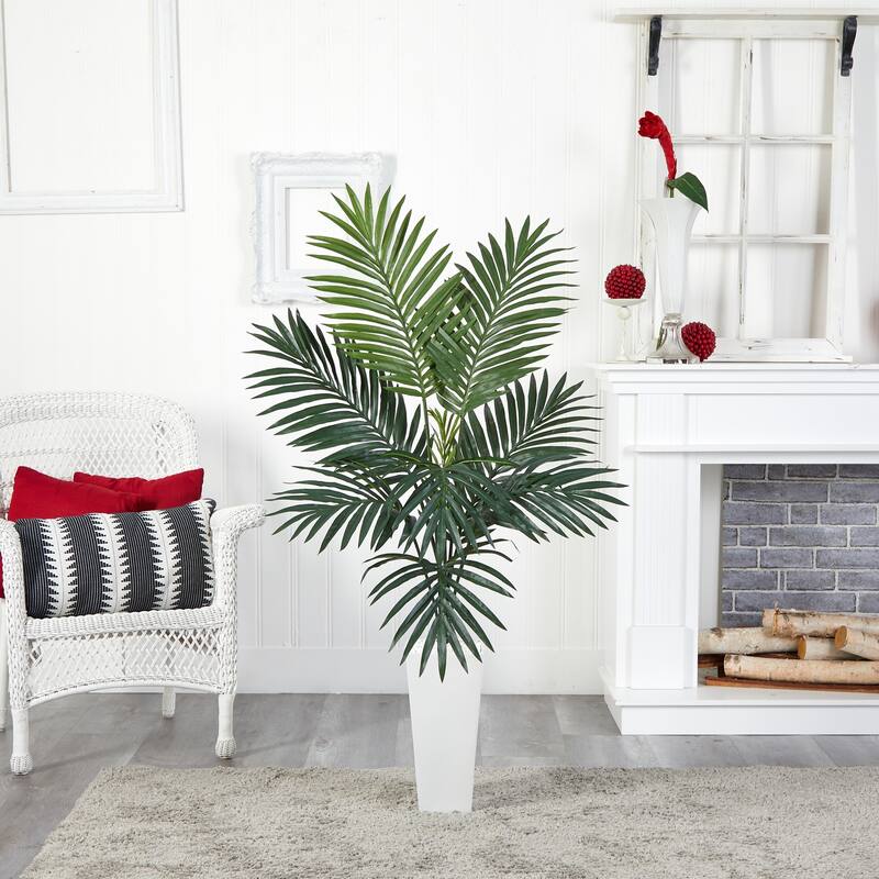 Artificial Palm Tree with Planter - 4.5ft Indoor Tropical Decor - Faux Tree for Home Office Living Room - Green - 51-60 Inches