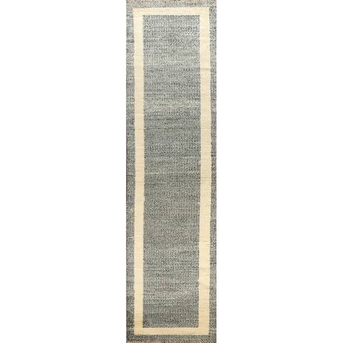 Bordered Modern Gabbeh Kashkoli Oriental Runner Rug Wool Handmade - 2'7" x 11'10"