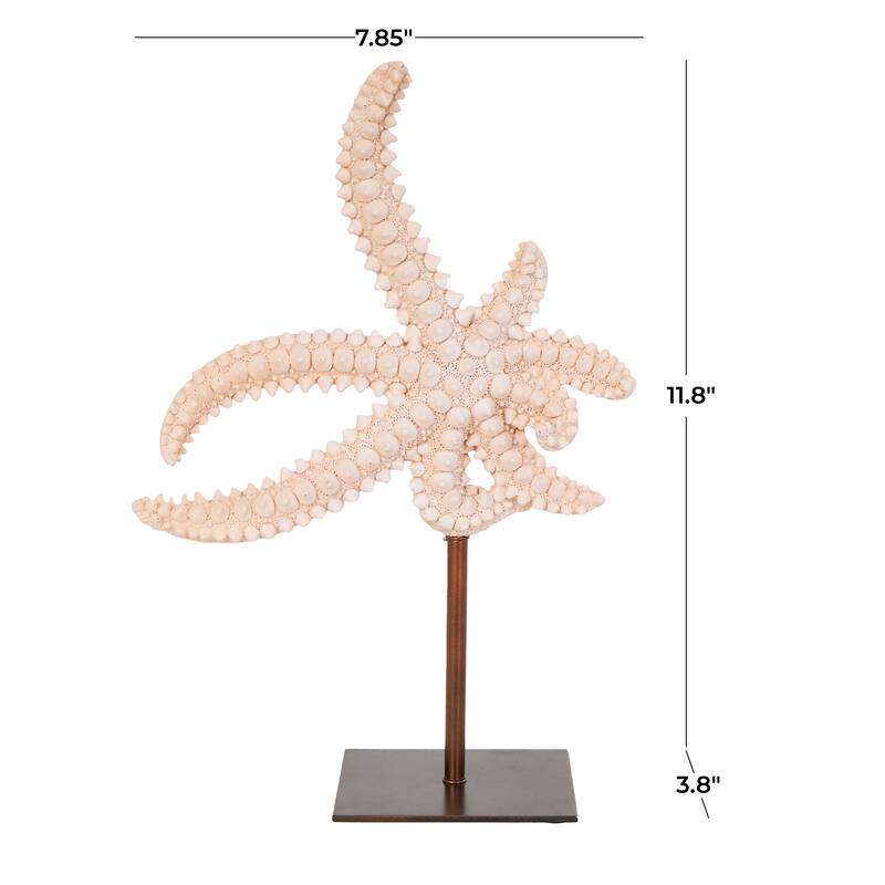 Pink Polystone Textured Starfish Sculpture with Copper Stand