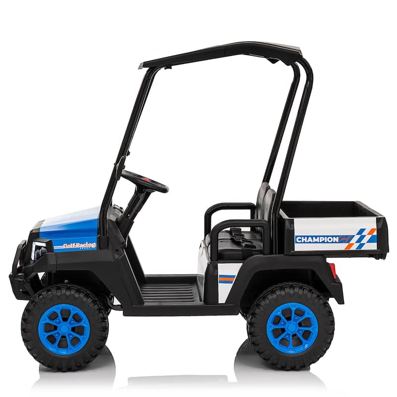 24V XL Kids Electric Ride on Track 20in Wide Seat,Removable Sunshade, Dual-Motor Drive,4-Wheel Spring Suspension,age:3-8