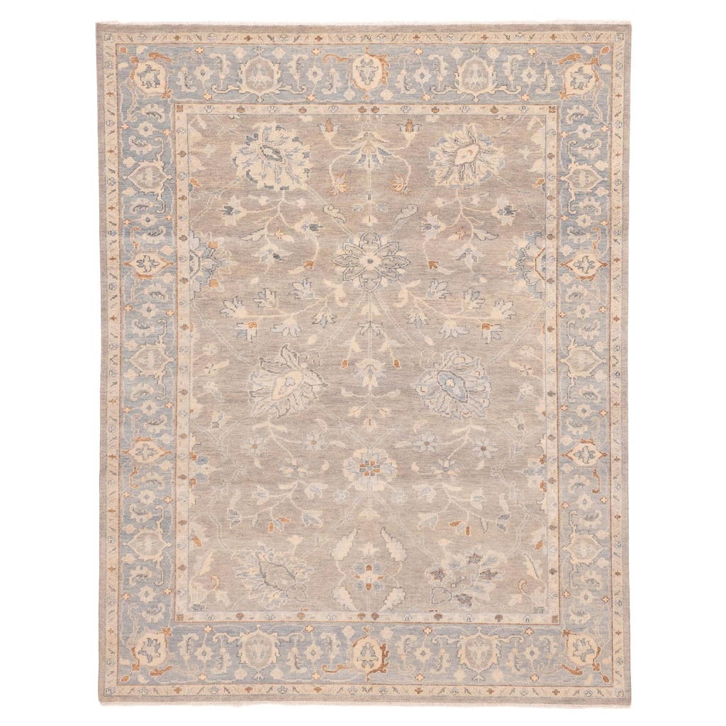 ECARPETGALLERY Hand-knotted Modern Oushak Grey Wool Rug - 7'11 x 9'11