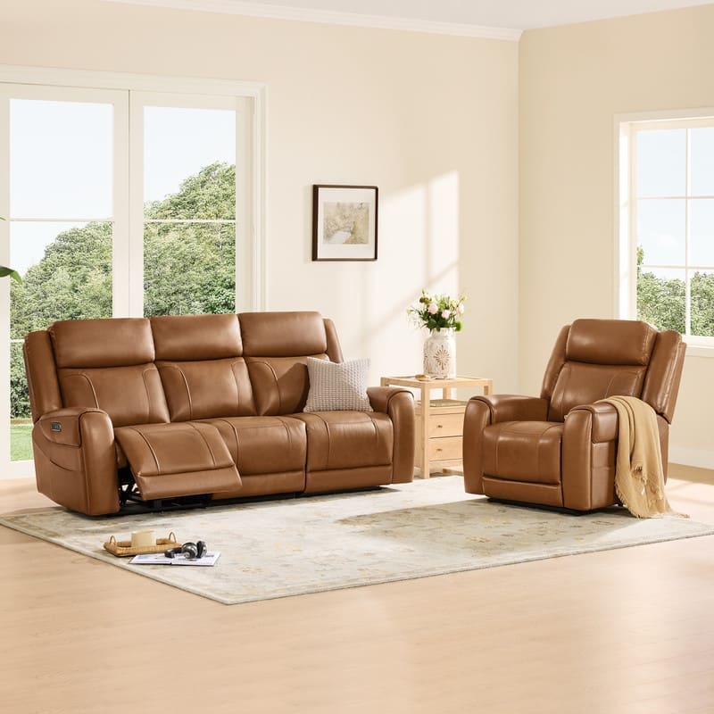Spruce & Spring Leo Power Wall Hugger Reclining Sofa with Multi-Function Console