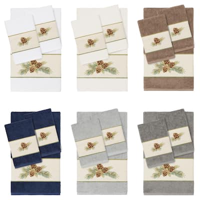 Authentic Hotel and Spa 100% Turkish Cotton Pierre 3PC Embellished Towel Set