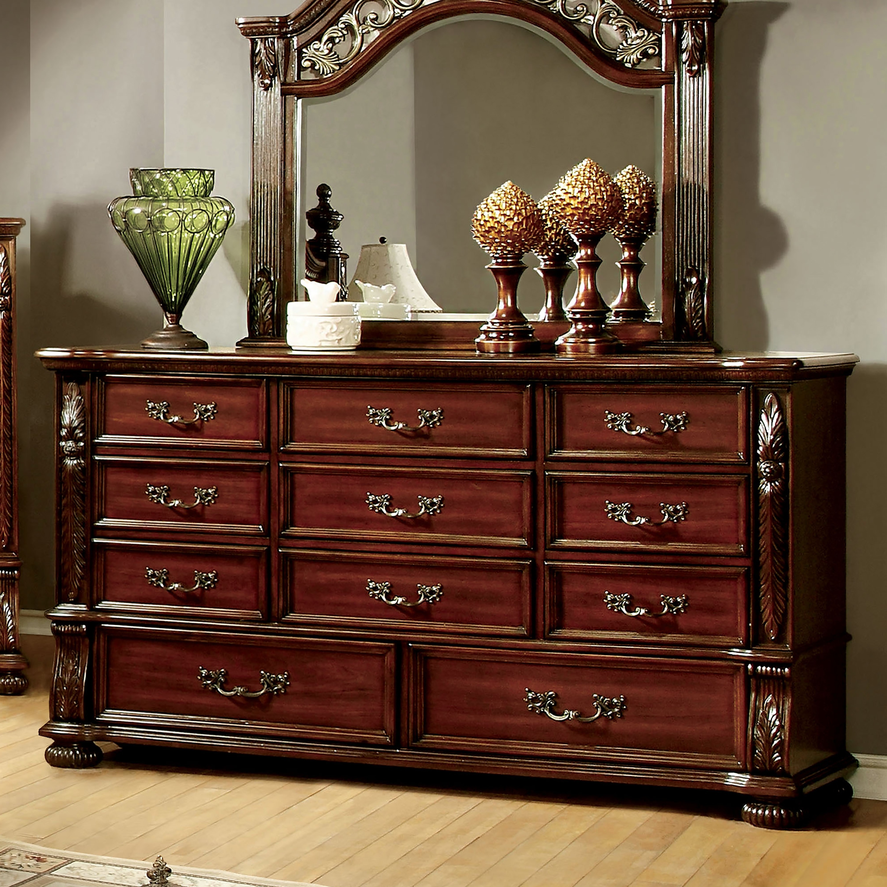 Furniture of America Ulis Traditional Brown Cherry 56-inch Wide 11-Drawer Wood Dresser