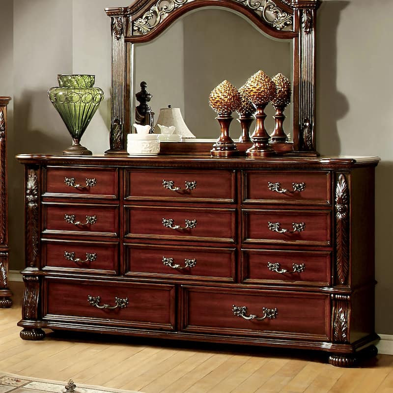 Ulis Traditional Brown Cherry 56-inch Wide 11-Drawer Wood Dresser by Furniture of America