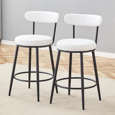 Modern High Stool with Gold-Plated Legs & Linen Seat