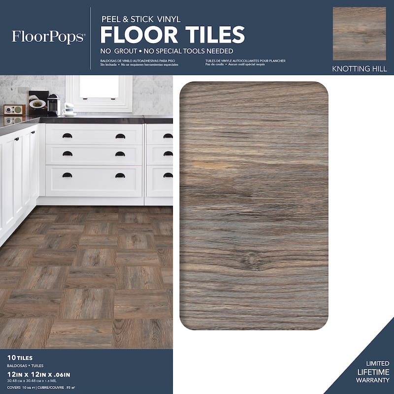 FloorPops Knotting Hill Peel & Stick Floor Tiles