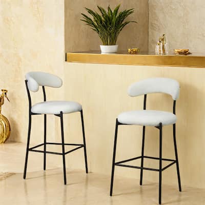 Counter Height Bar Stools with Black Powder Coating Base and Footrest Set of 2