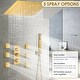 preview thumbnail 18 of 35, 12" Wall Mount LED Rainfall 3 Way Thermostatic Shower Faucets Sets with 6 Body Jets