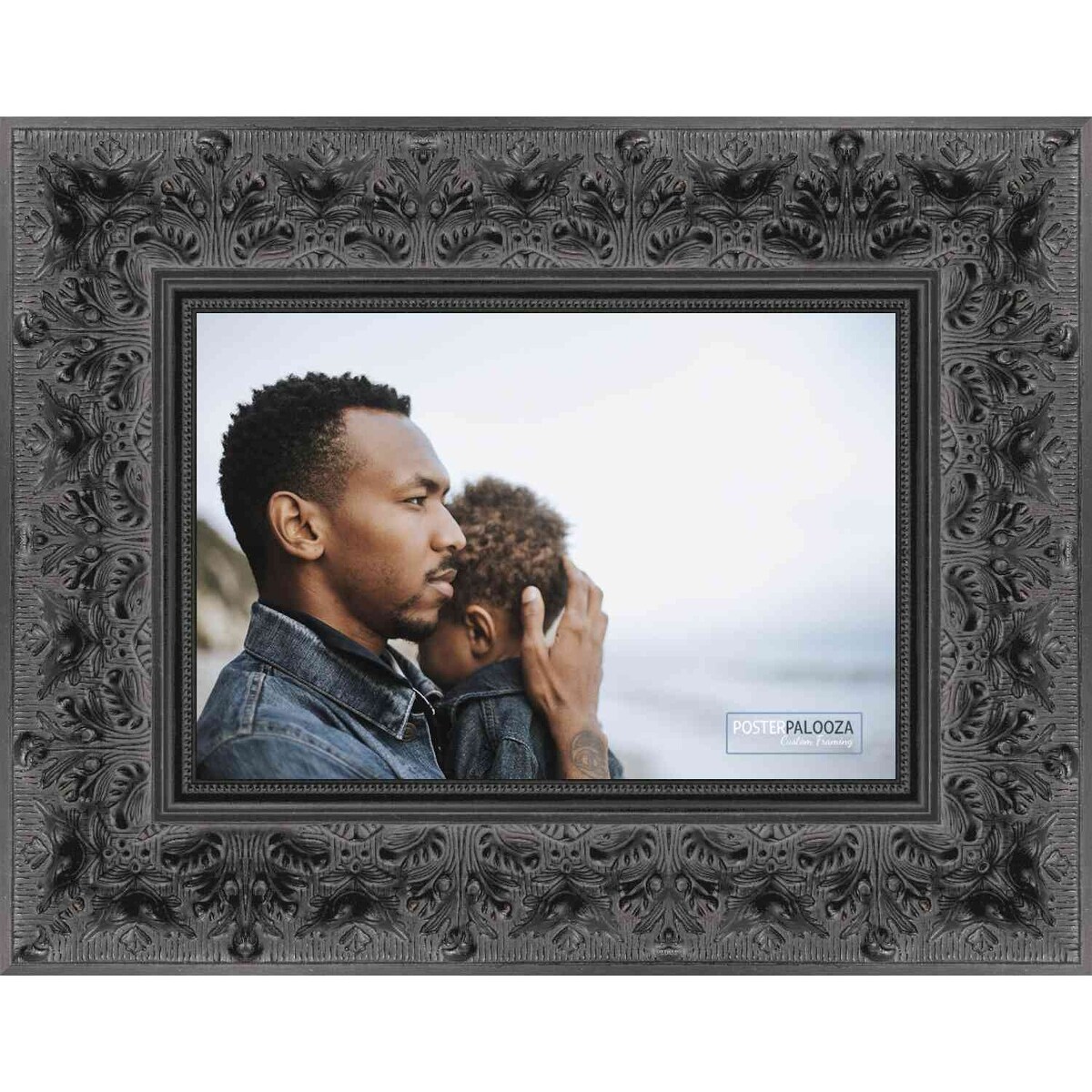 20x27 Ornate Black Complete Wood Picture or Puzzle Frame with UV