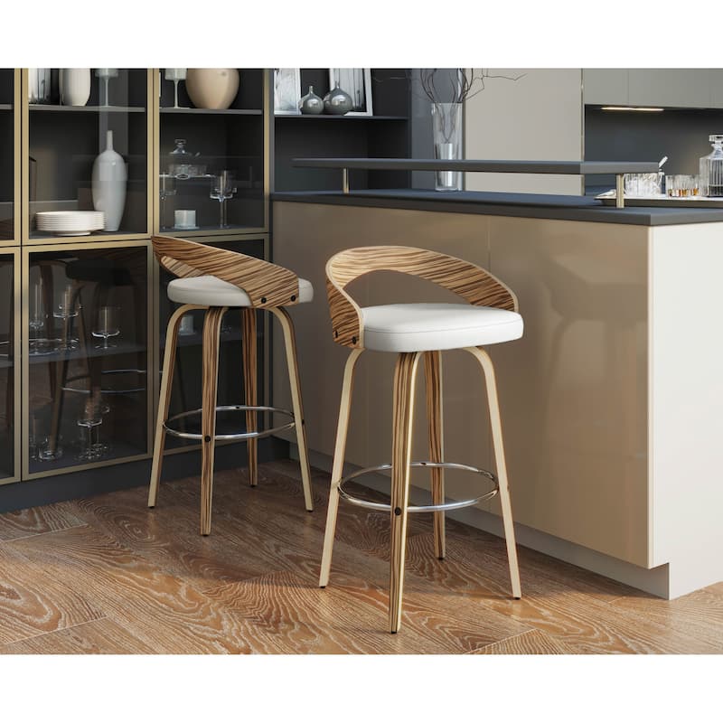 Carson Carrington Stavanger 24" Fixed-Height Counter Stool with Bent Wood Legs & Round Footrest (Set of 2)