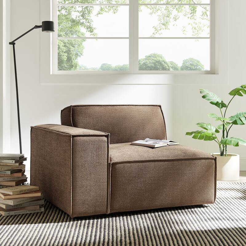 Restore Performance Fabric Upholstered Left-Facing Modular Lounge Chair - Mocha