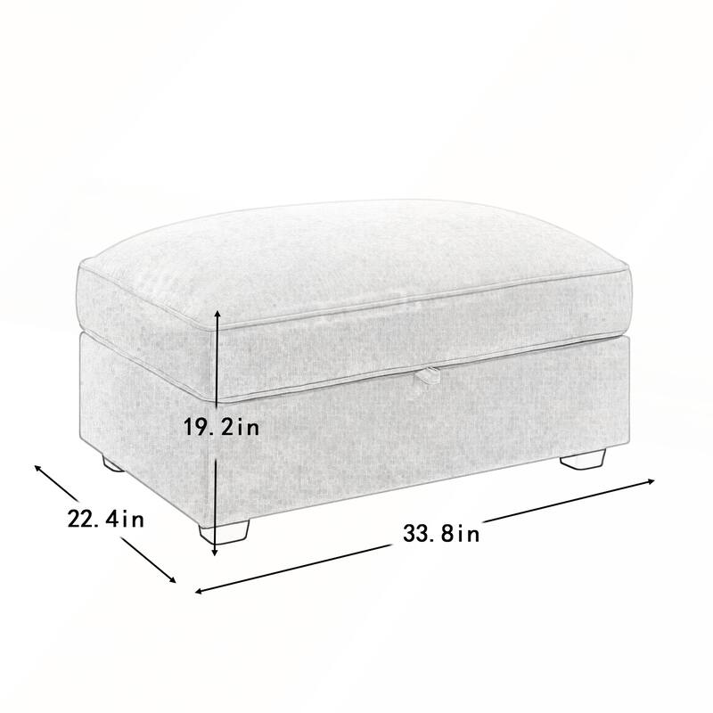 Chenille Upholstered Ottoman with Hidden Storage for Modern and Nordic Home Decor