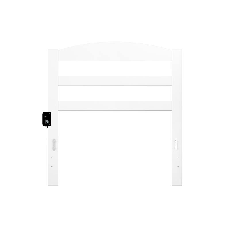 White Horizontal Slat Twin Headboard with Clean Modern Look and Smooth Wood Finish