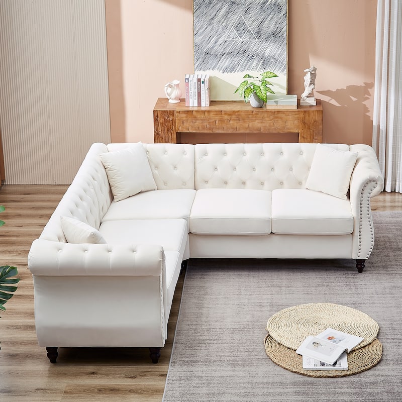 Oversized Corner Sofa Covers, L-Shaped Sectional Couch, 5-Seater Corner Sofas with 3 Cushions