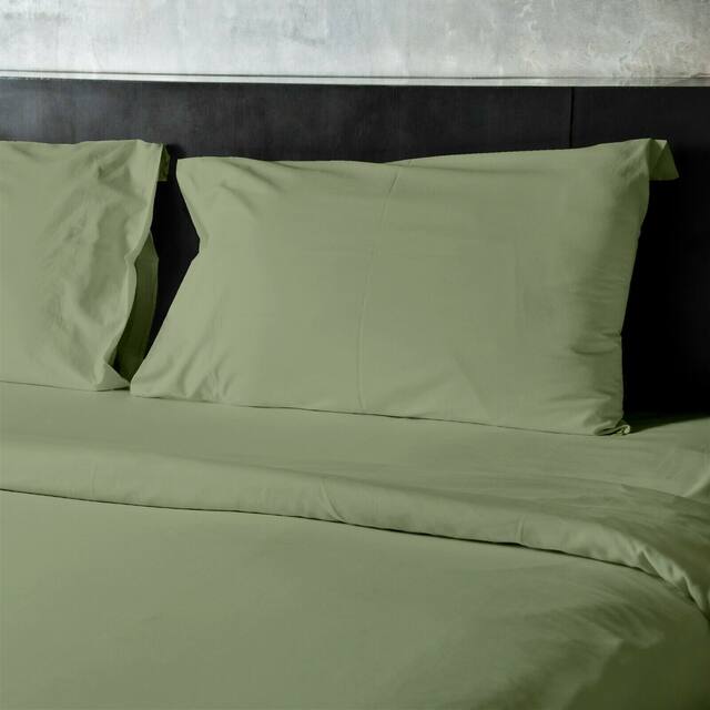 4 Pieces Bamboo Fiber Blend Bed Sheet Set, Deep Pockets - Sage Green - Full