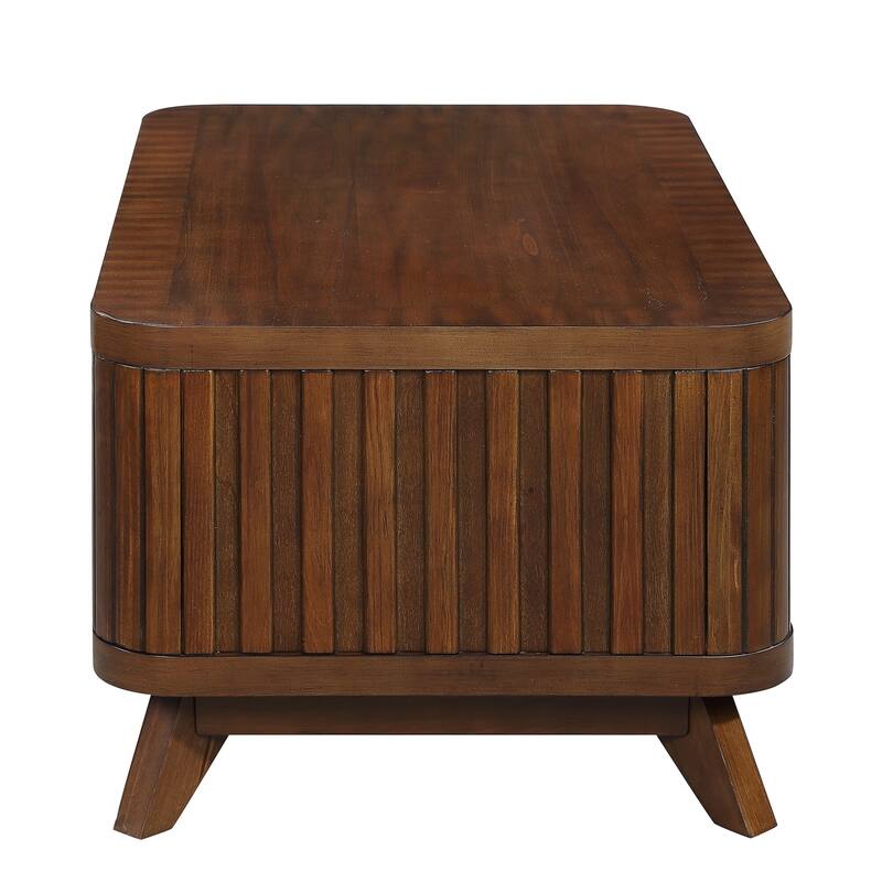 Wooden Coffee with Open Storage Shelves