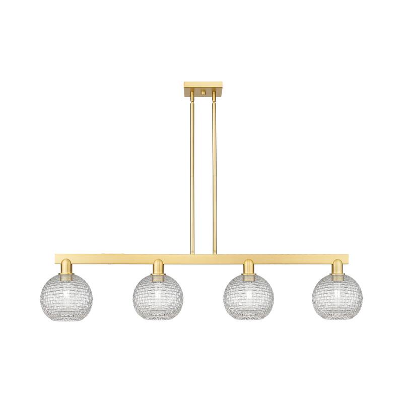 Innovations Lighting Endless Possibilities Arcadia - Athens - 4 Light 51" Basketweave Stem Hung Island Light - Satin Gold