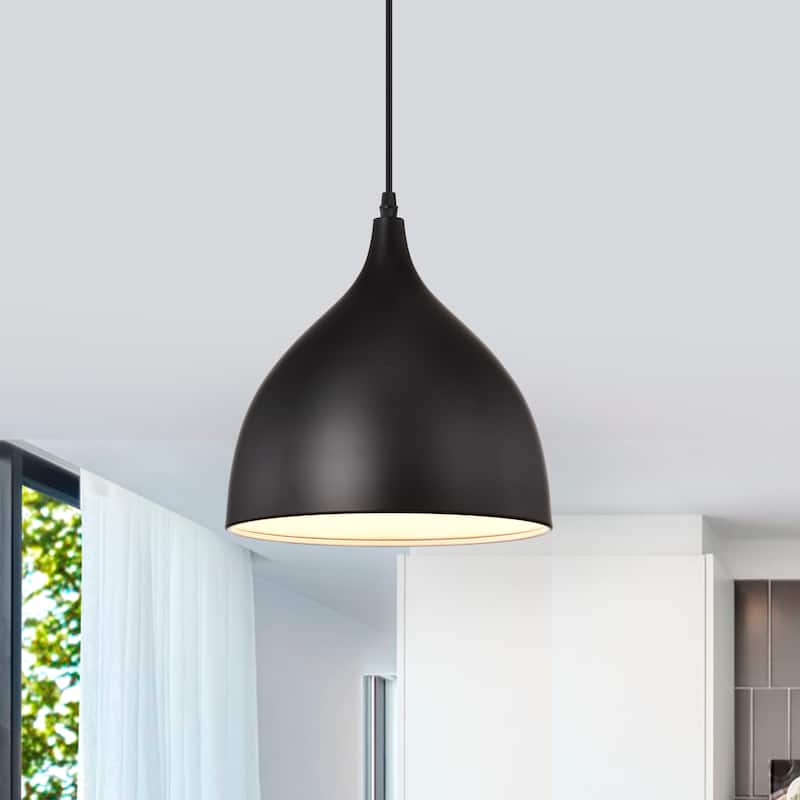 1-light Textured Black Hanging Pendant