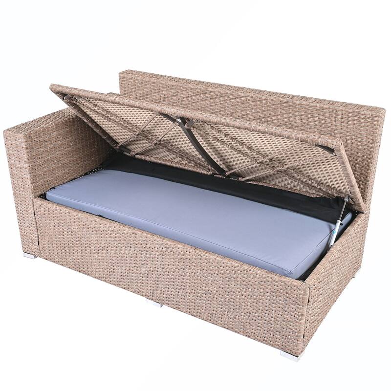 6PCS PE Rattan Sofa Set With Storage Box