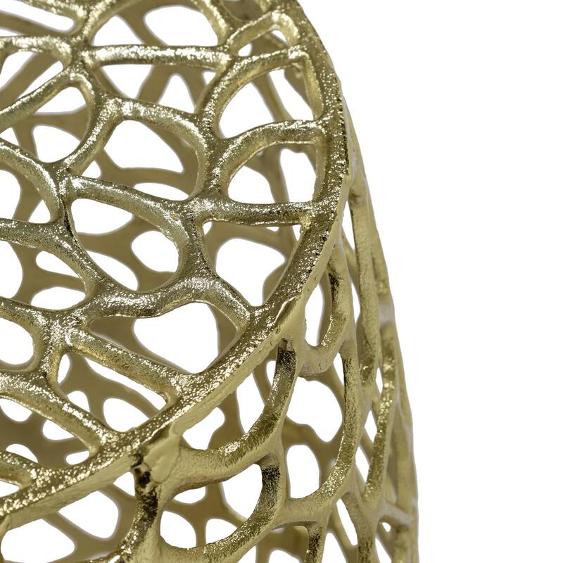 Roomfitters Aluminum Drum End Table with Intricate Openwork Accent Table for Living Room