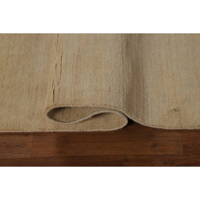 Solid Modern Gabbeh Oriental Area Rug Handmade Yellow Wool Carpet - 4'10" x 6'5"