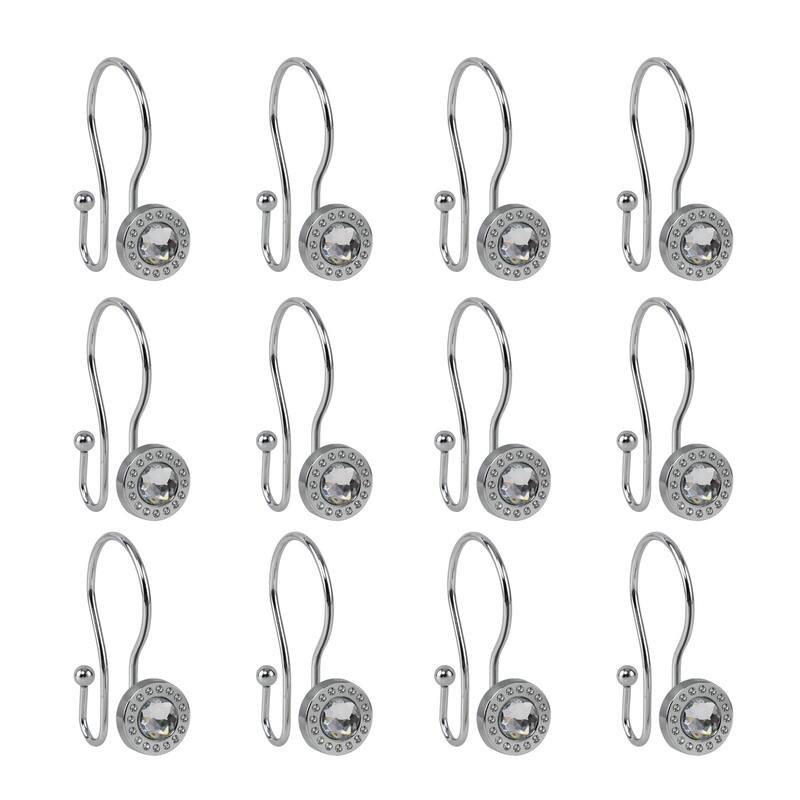 Utopia Alley Shower Hooks, Double Shower Curtain Hooks for Bathroom, Crystal Design, Set of 12