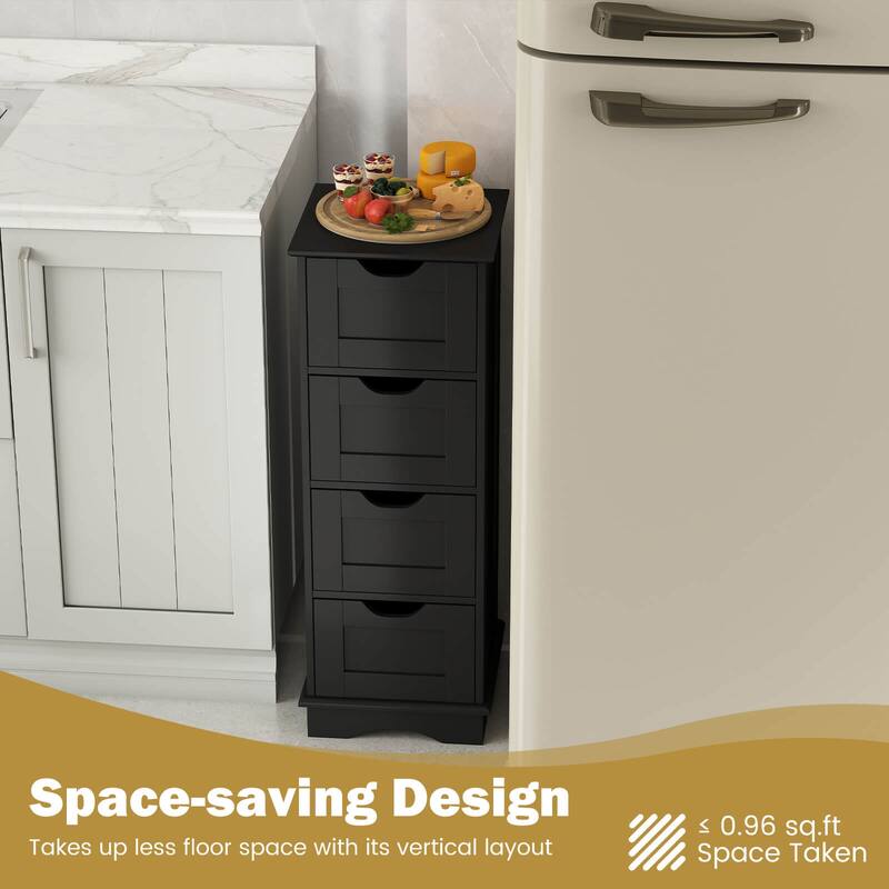 Costway Bathroom Storage Cabinet with 4 Drawers Cut-out Handles - See Details