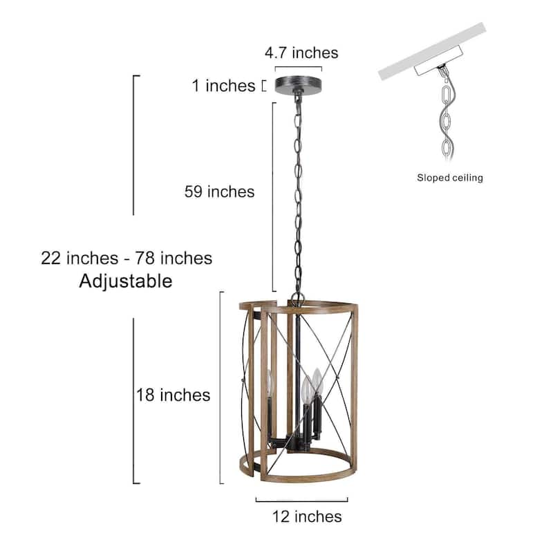 Modern Farmhouse 3-Light Chandelier Foyer Pendant Island Lights for Dining Room