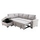 preview thumbnail 1 of 7, 86" Sleeper Sectional Sofa, L-shape Corner Couch Sofa-bed with Storage Ottoman Hidden Arm Storage for Family Living Room Grey