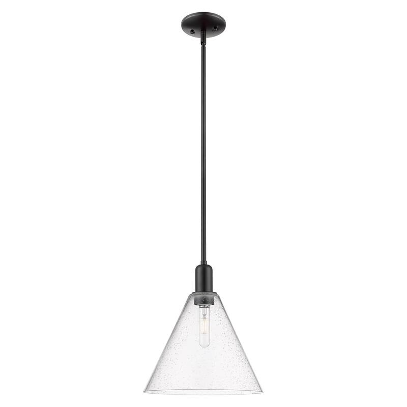 Innovations Lighting Endless Possibilities Arcadia - Berkshire Glass - 1 Light 12" Stem Hung Mini Pendant - Seedy/Matte Black