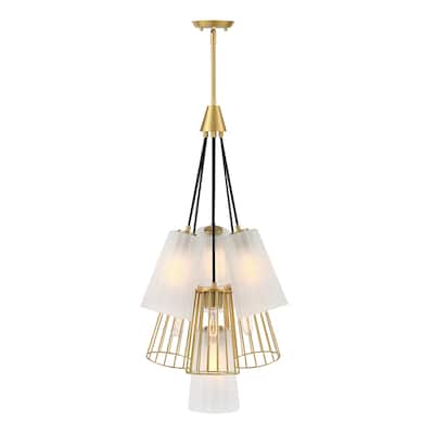 Liana 7-Light Brushed Gold Glam Tiered Statement Chandelier for Foyers and Entryways - 18