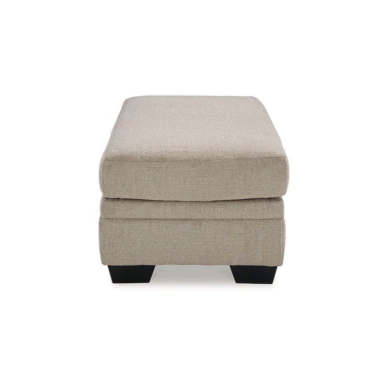 Ead Ottoman Bench, 44 Inch Soft Taupe Brown Polyester, Faux Wood Legs
