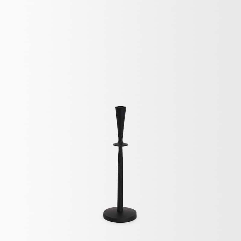 Qwin Matte Black Cast Aluminum Tall Candle Holder - 4.5 x 4.5 x 15