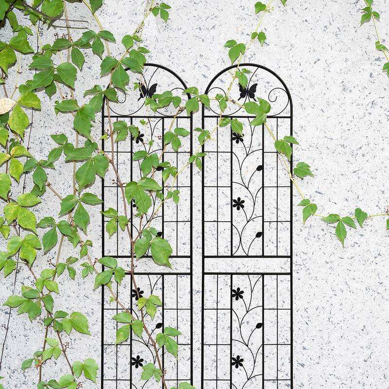 Anmytek Iron Plant Trellis White Decorative Climbing Plant Stand Garden Balcony Decor