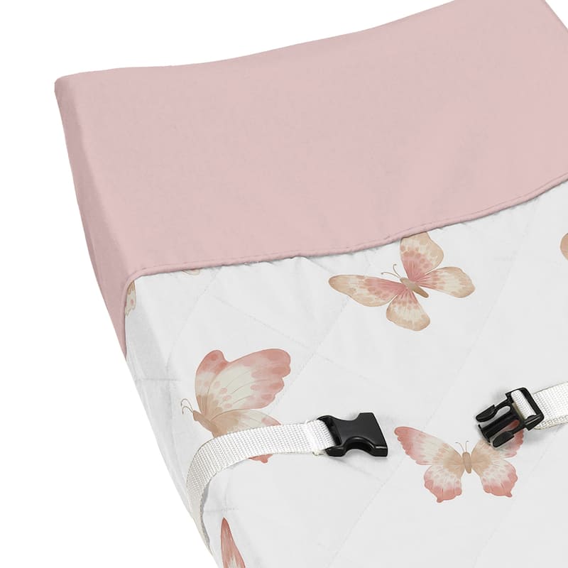 Sweet Jojo Designs Pink Taupe Boho Butterfly Girl Changing Pad Cover Ivory Tan Bohemian Shabby Chic Watercolor Dusty Rose Mauve