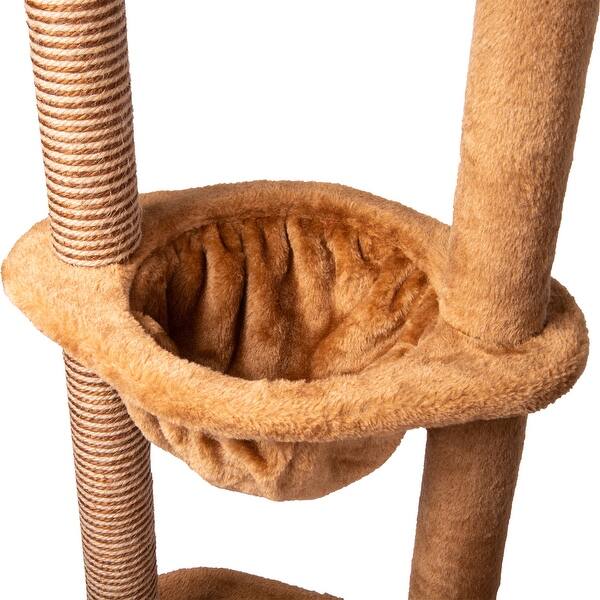 Shop Kinpaw 98 Large Cat Tree Multi Level Cat Tree Tower Condo W Scratching Posts Kitten Play House Furniture On Sale Overstock 30837394 Brown1